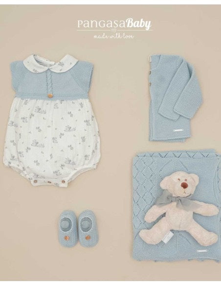 Pagliaccio bimbo filo e cotone celeste polvere
