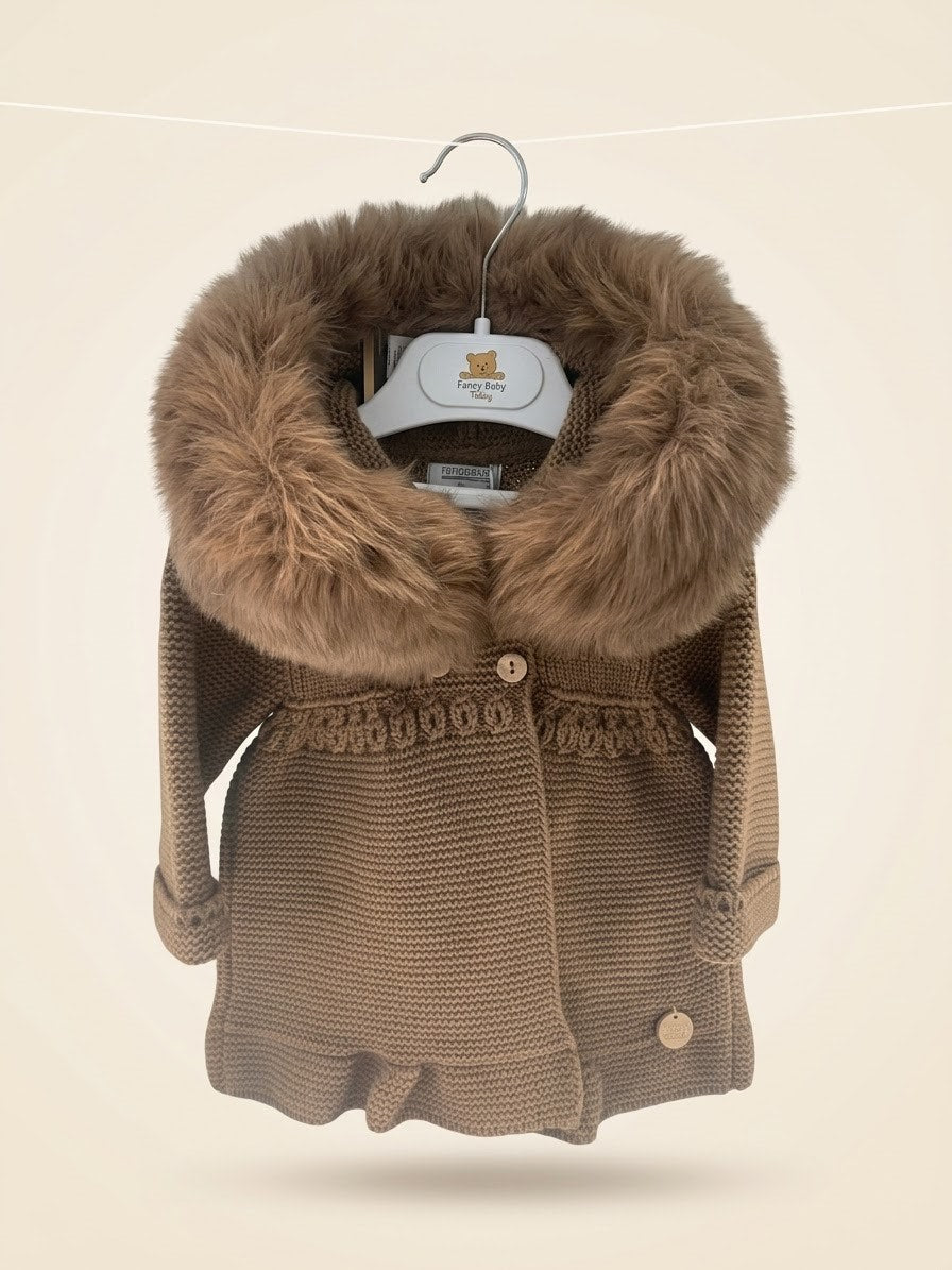 Cappottino in lana con collo in volpe bimba