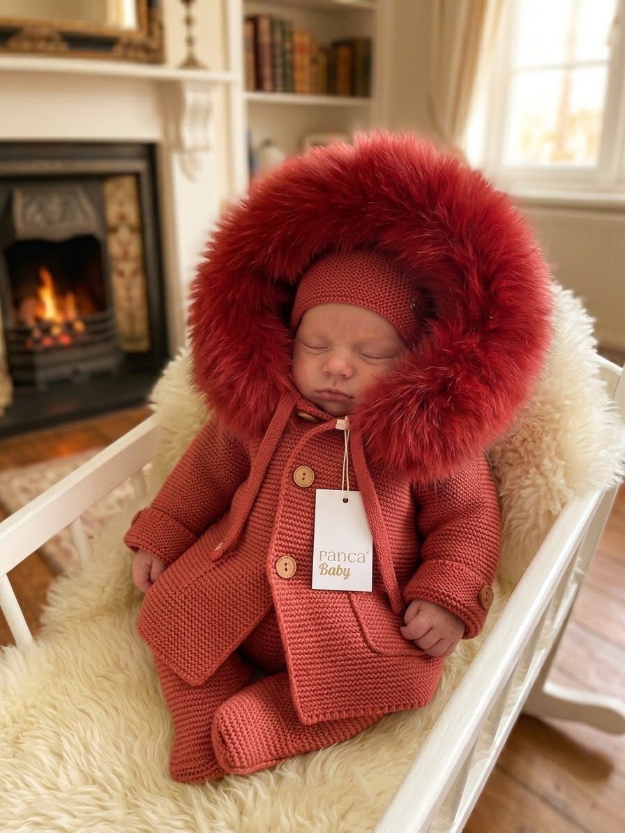Cappottino, bimbo in lana con collo di volpe disponibile in vari colori