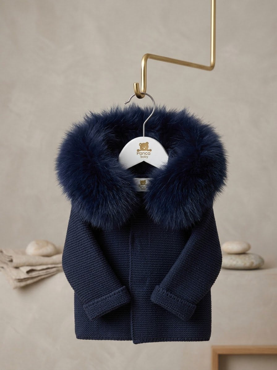 Cappottino, bimbo in lana con collo di volpe disponibile in vari colori