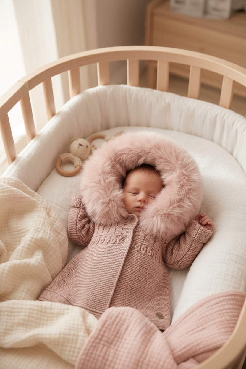 Cappottino in lana con collo in volpe bimba