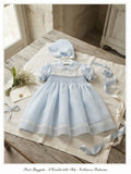 Abito in organza bimba per battesimo celeste polvere