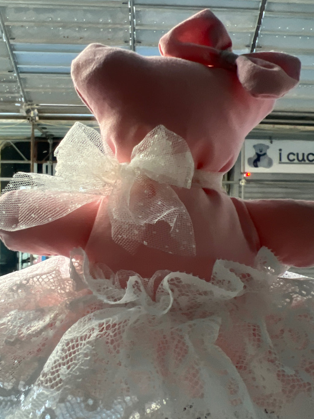 Doppio fiocco nascita tulle e cotone